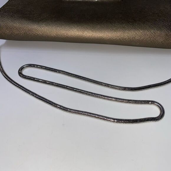 Calvin Klein Saffiano Leather Shoulder Purse Gold Small - Picture 7 of 14